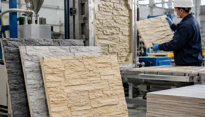 PU stone is made by mixing polyurethane chemicals,